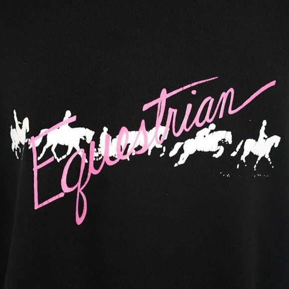 Vintage Equestrian Sweatshirt Mens Size Large Black 80s Horses Dressage USA - Picture 2 of 5